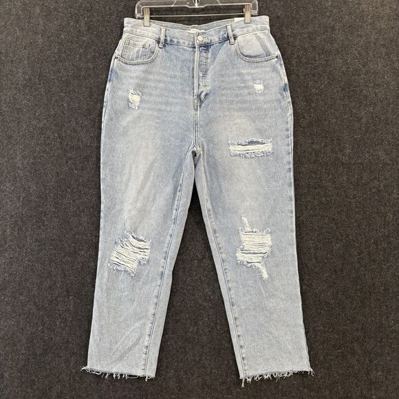 Pacsun Jeans Women's 32 Blue High Rise Straight Leg Distressed Button Fly Denim - Picture 1 of 13